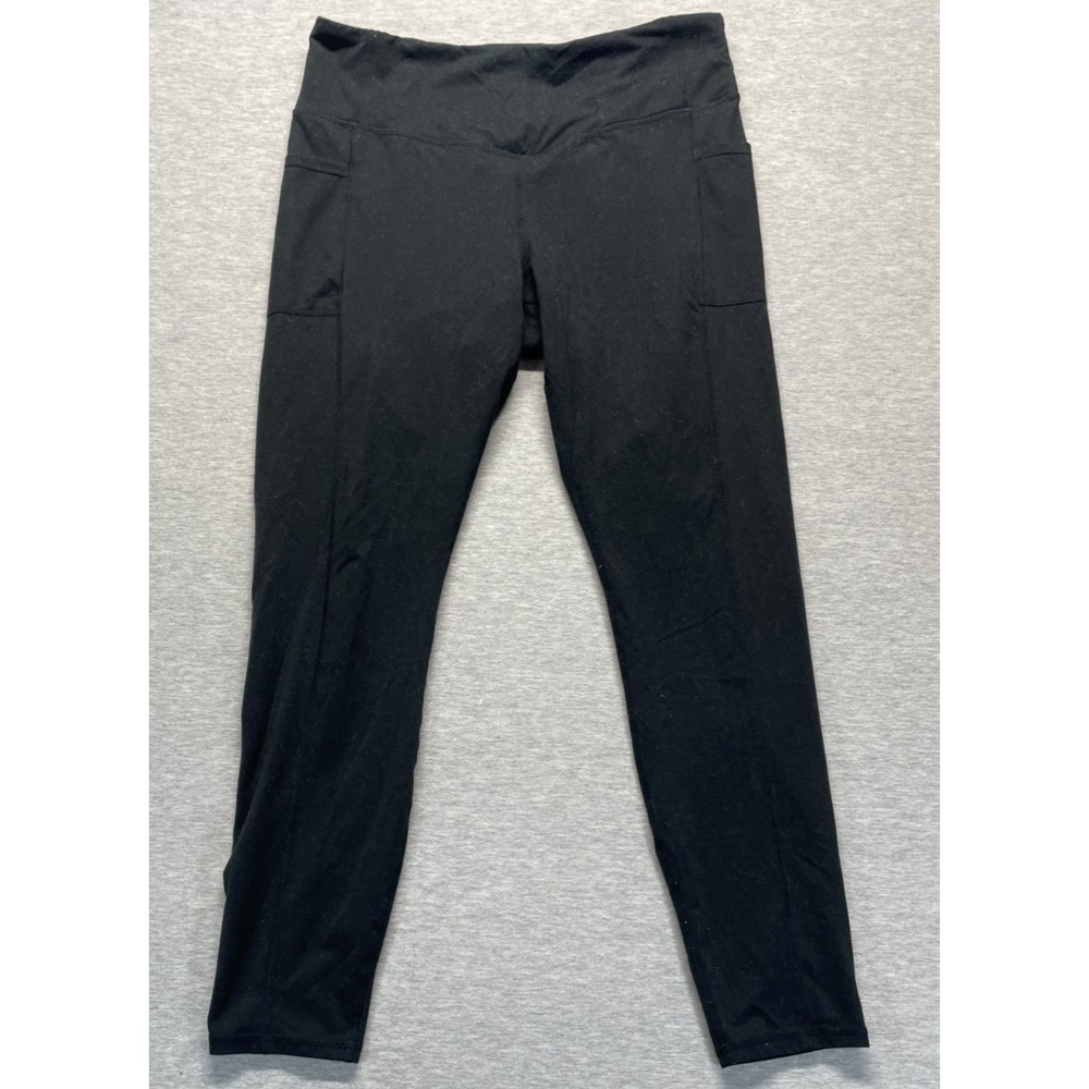 Gaiam Athletic Leggings Womens XL Black Moisture Wicking Yoga Running Training